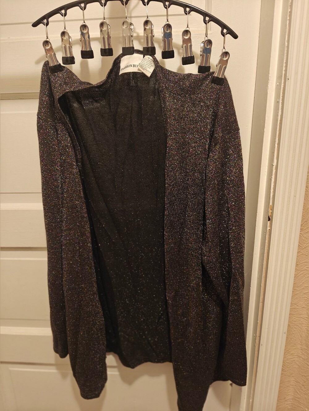 Fashion Bug Women's Black Multicolor Glitter Knit Cardigan Sweater Size 18 / 20